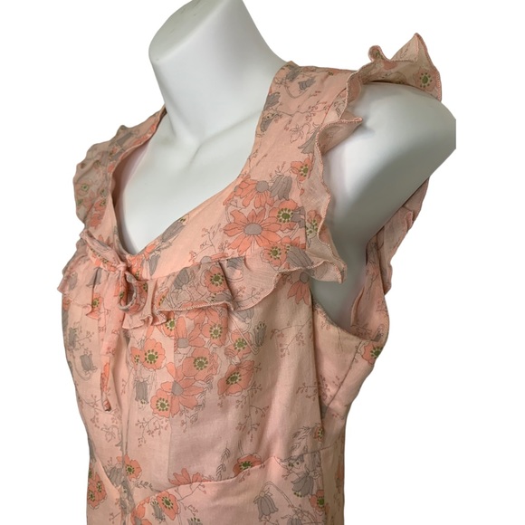 TERRI PETITES CALIFORNIA VINTAGE 1970'S PINK FLORAL ROMANTIC MAXI DRESS BOHO JP9 - Picture 5 of 9